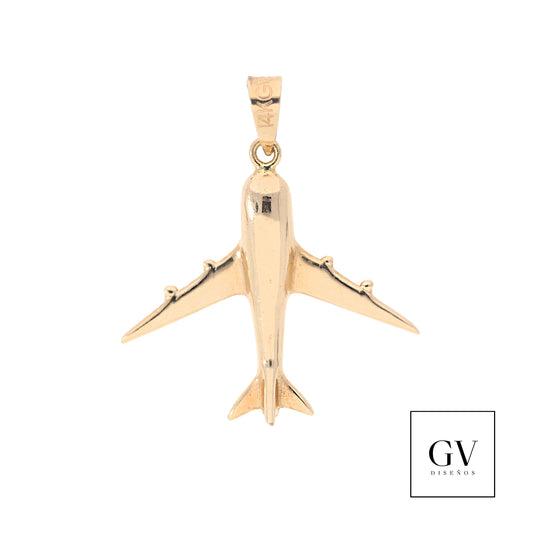 Dije de Avión Oro Sólido 14 Kilates