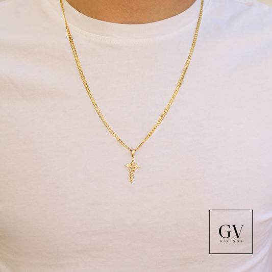 Dije Vara de Esculapio, Simbolo de la medicina Oro 10 Kilates