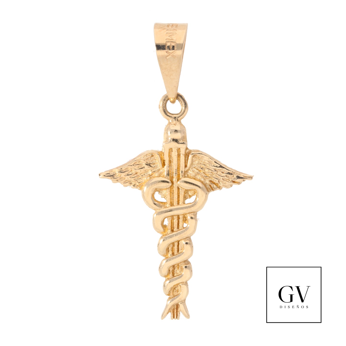 Dije Vara de Esculapio, Simbolo de la medicina Oro 14 Kilates