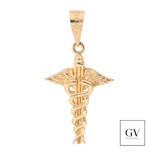 Dije Vara de Esculapio, Simbolo de la medicina Oro 14 Kilates