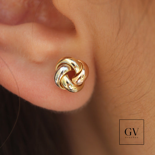 Aretes Nudo Oro 14 Kilates