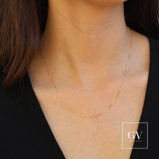 Cadena Cubitos/Espejo Oro 14 Kilates