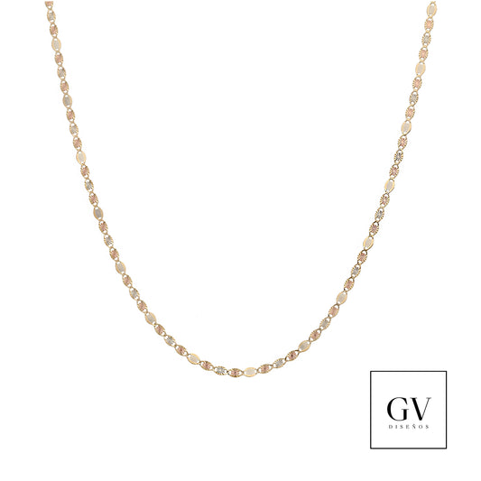 Cadena De Oro Italiano 14 Kilates Diseño Marinero Espejo 2 MM