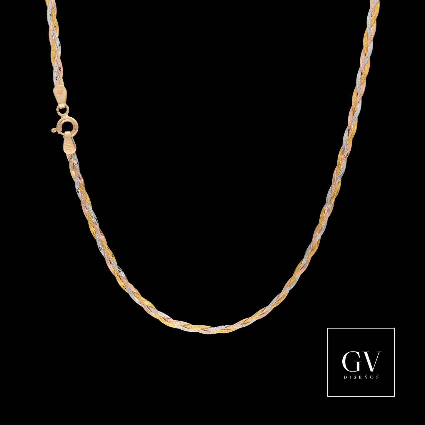 Cadena Gargantilla Trenza De Oro Florentino 14 Kilates
