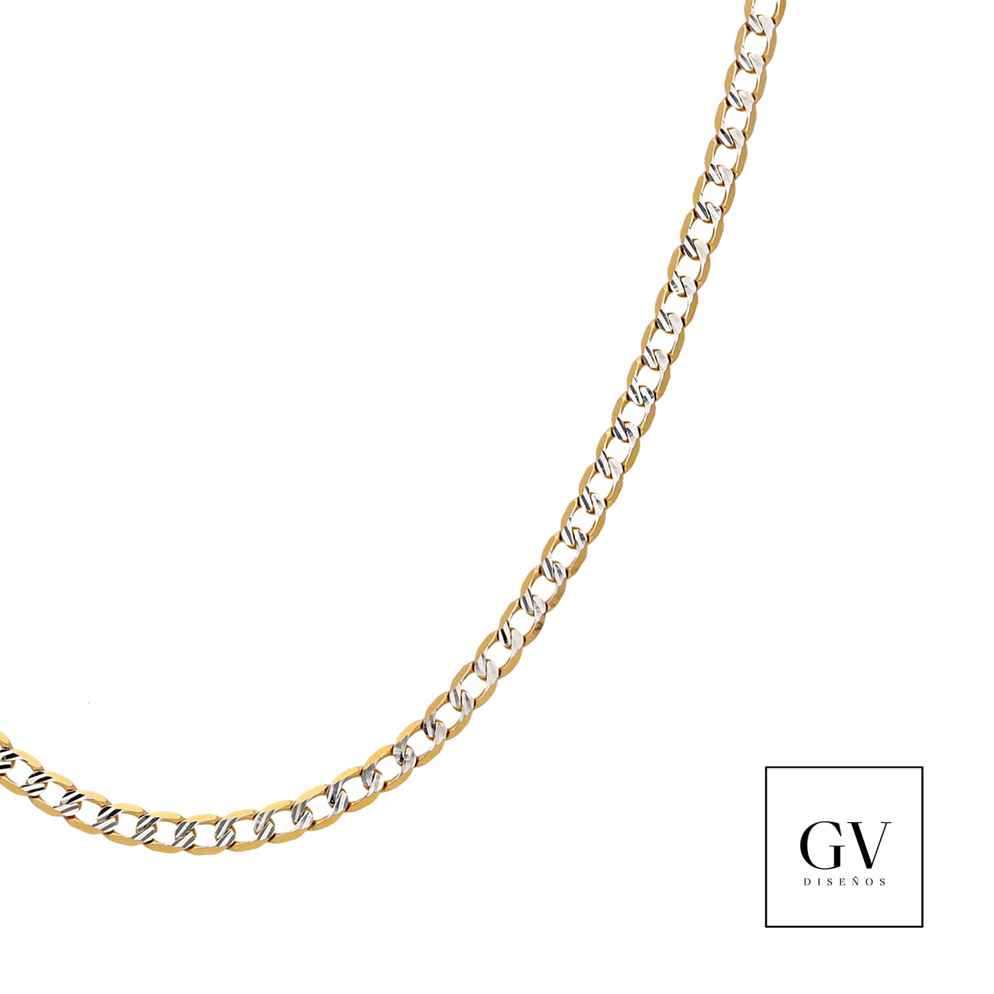 Cadena Barbada Diamantada Oro Italiano 14 Kilates 2.5 mm