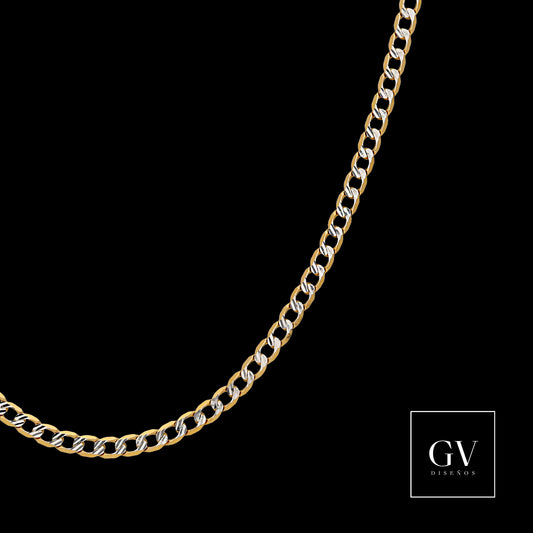 Cadena Barbada Diamantada Oro Italiano 14 Kilates 2.5 mm