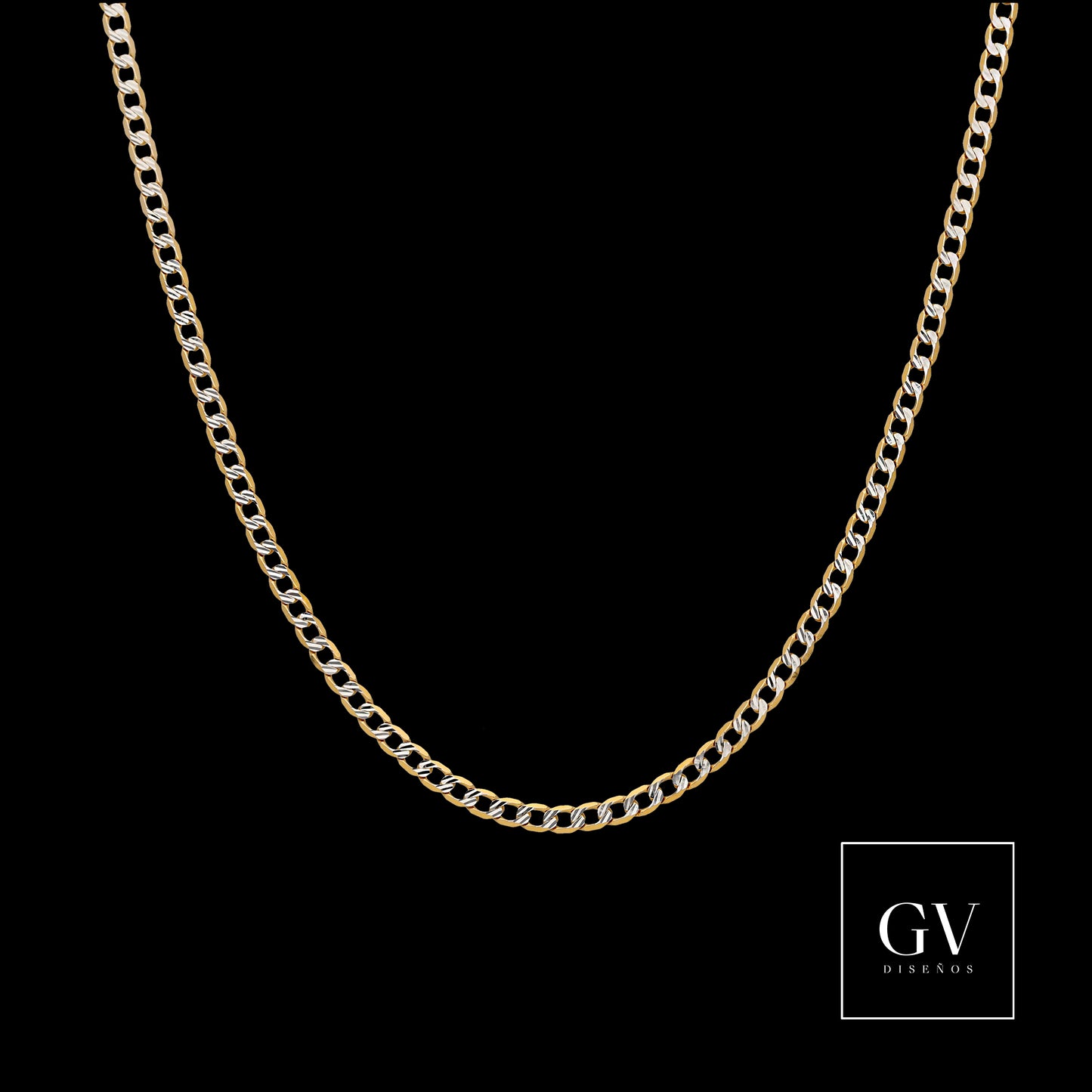 Cadena Barbada Diamantada Oro Italiano 14 Kilates 2.5 mm