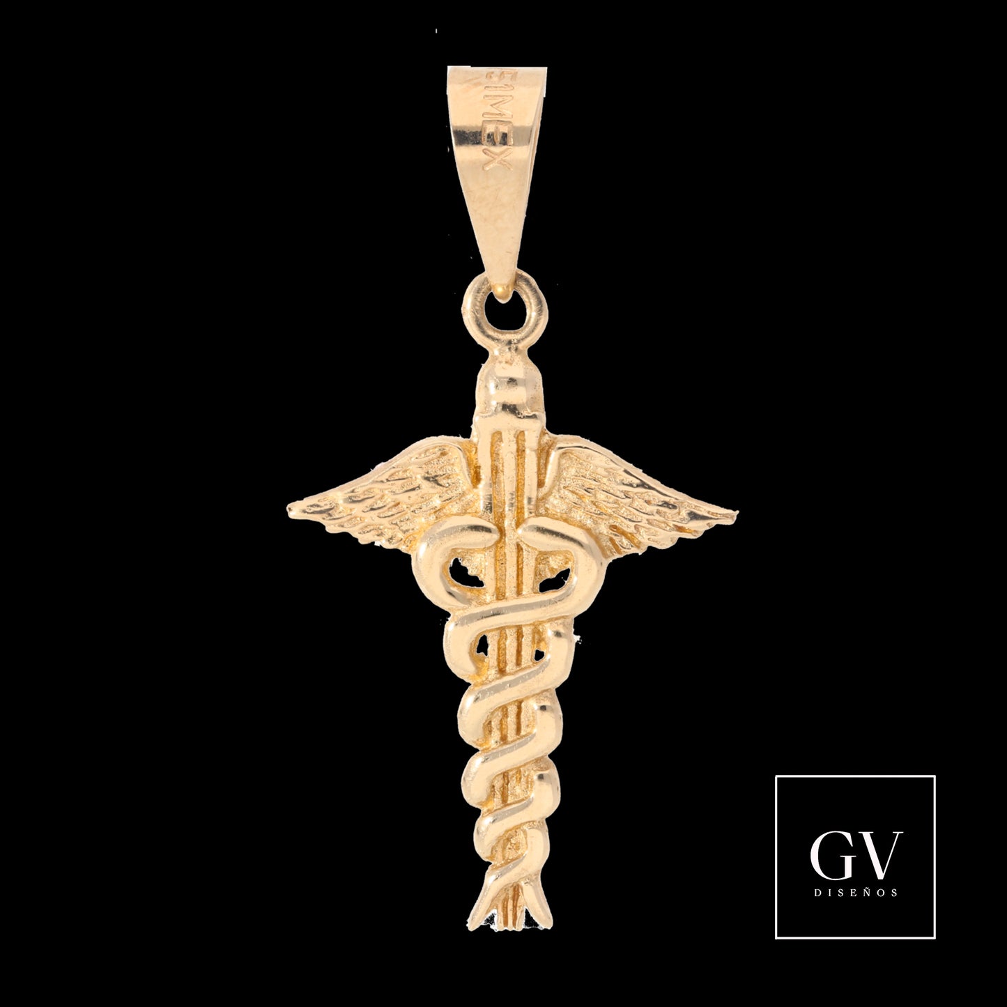 Dije Vara de Esculapio, Simbolo de la medicina Oro 10 Kilates
