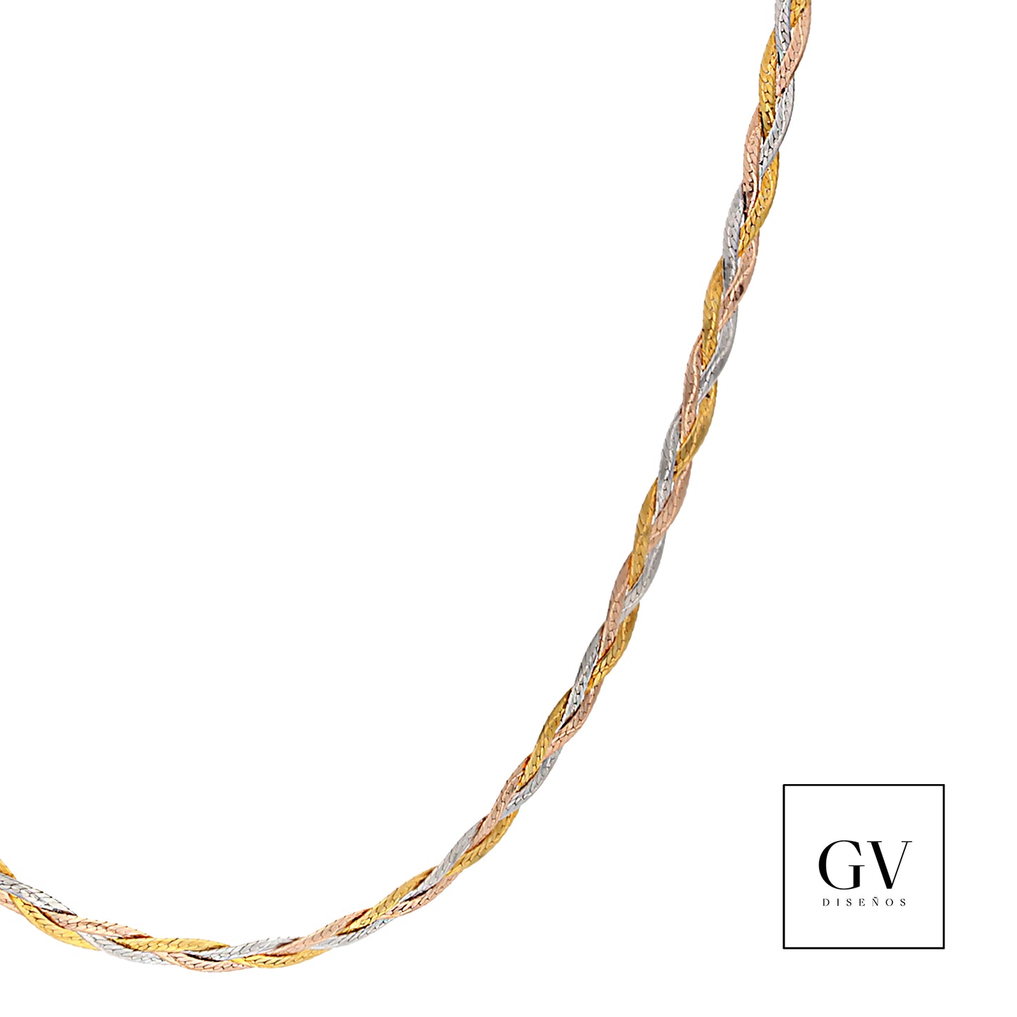 Cadena Gargantilla Trenza De Oro Florentino 14 Kilates