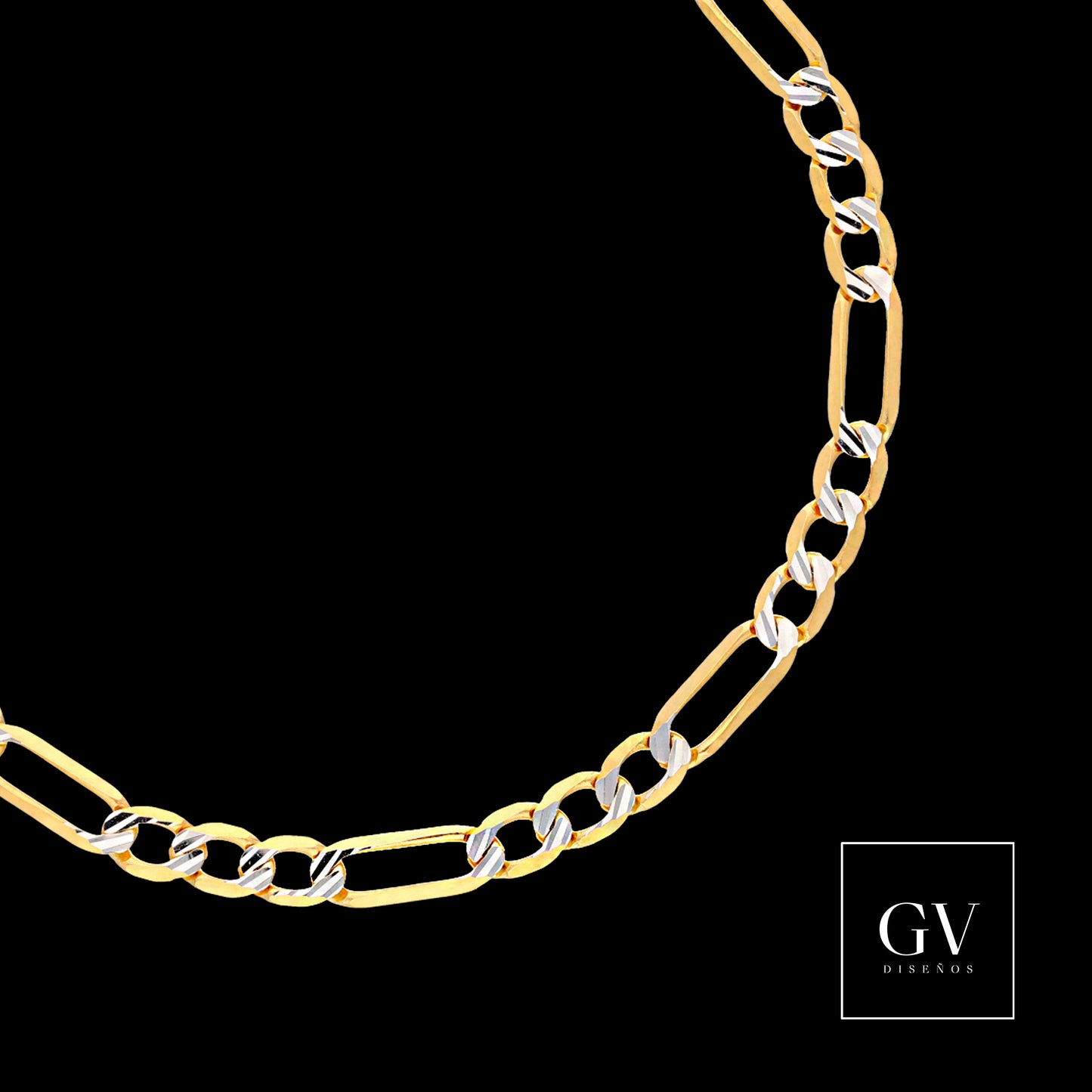 Pulso Esclava Estilo Figaro Diamantado Oro 14 Kilates