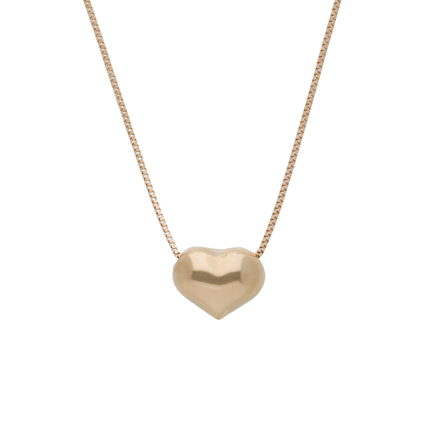 Collar Gargantilla de Oro Rosa 14K Kilates Diseño Corazón Transversal