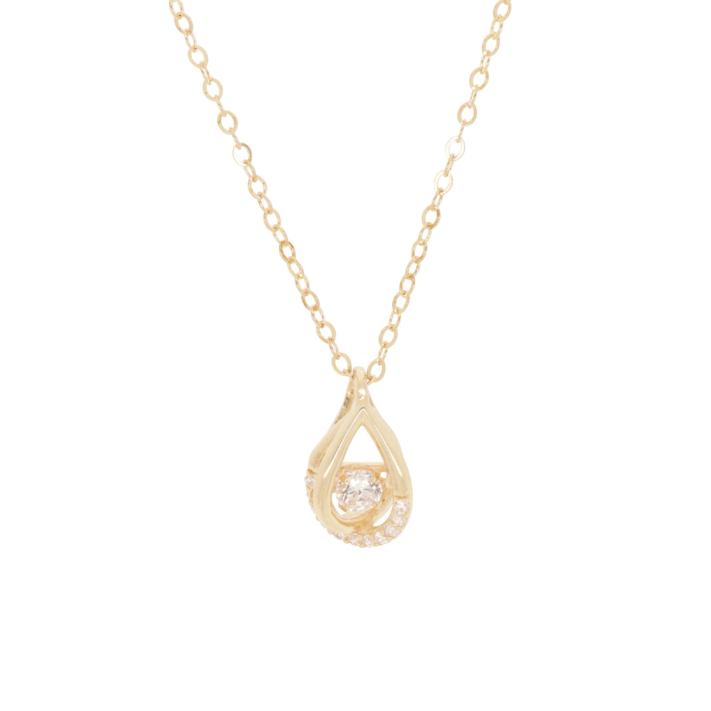 Collar Gargantilla Oro 10K Kilates Diseño Gota Brillante Flotante 45 cm