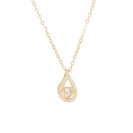 Collar Gargantilla Oro 10K Kilates Diseño Gota Brillante Flotante 45 cm