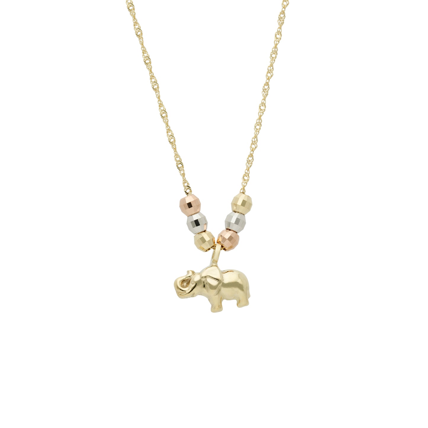 Collar Gargantilla de Oro Florentino 14K Kilates Diseño Elefante con Esferas
