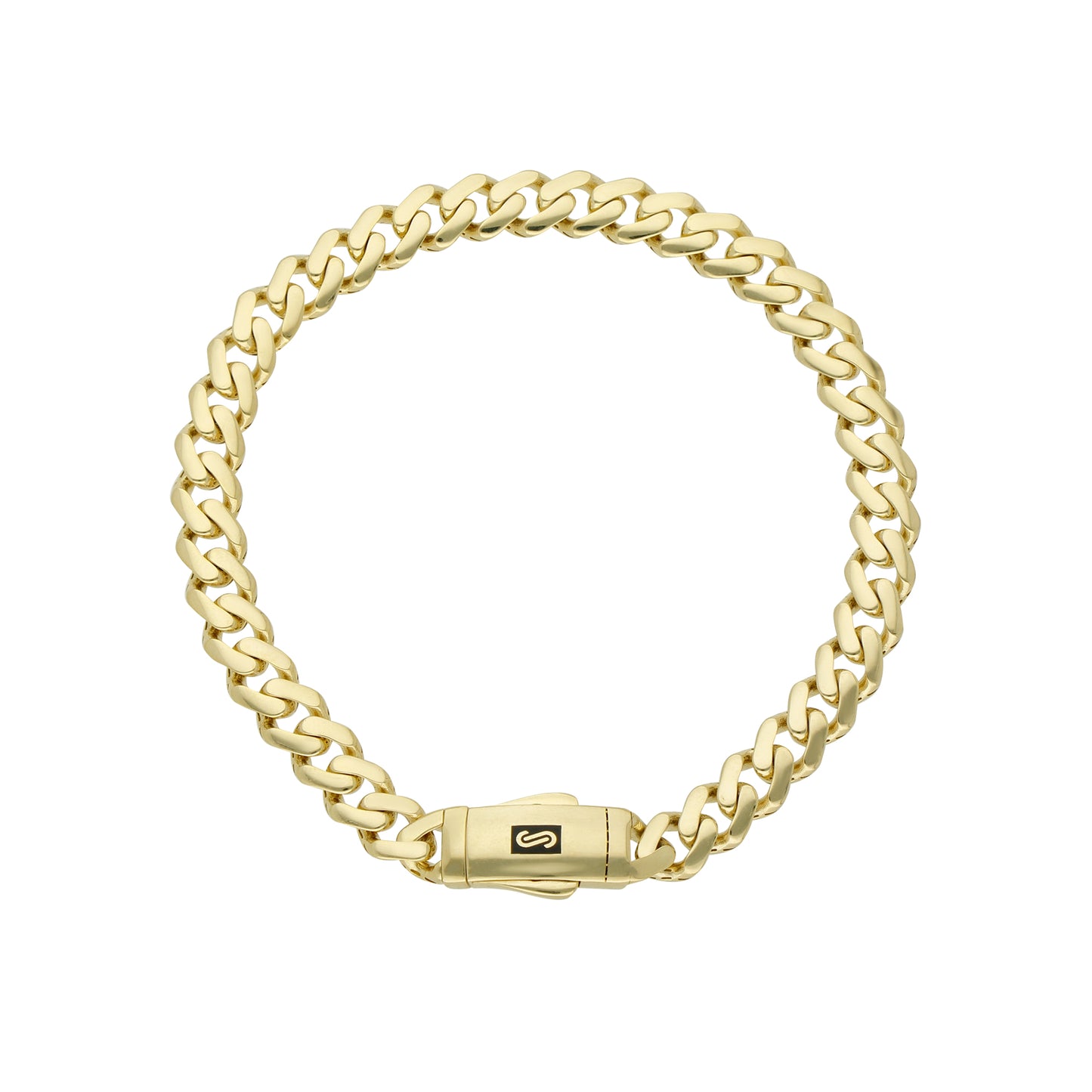 PULSO DE ORO 14K KILATES DISEÑO CUBANA MONACO ORIGINAL 6.5 MM / 19 CM