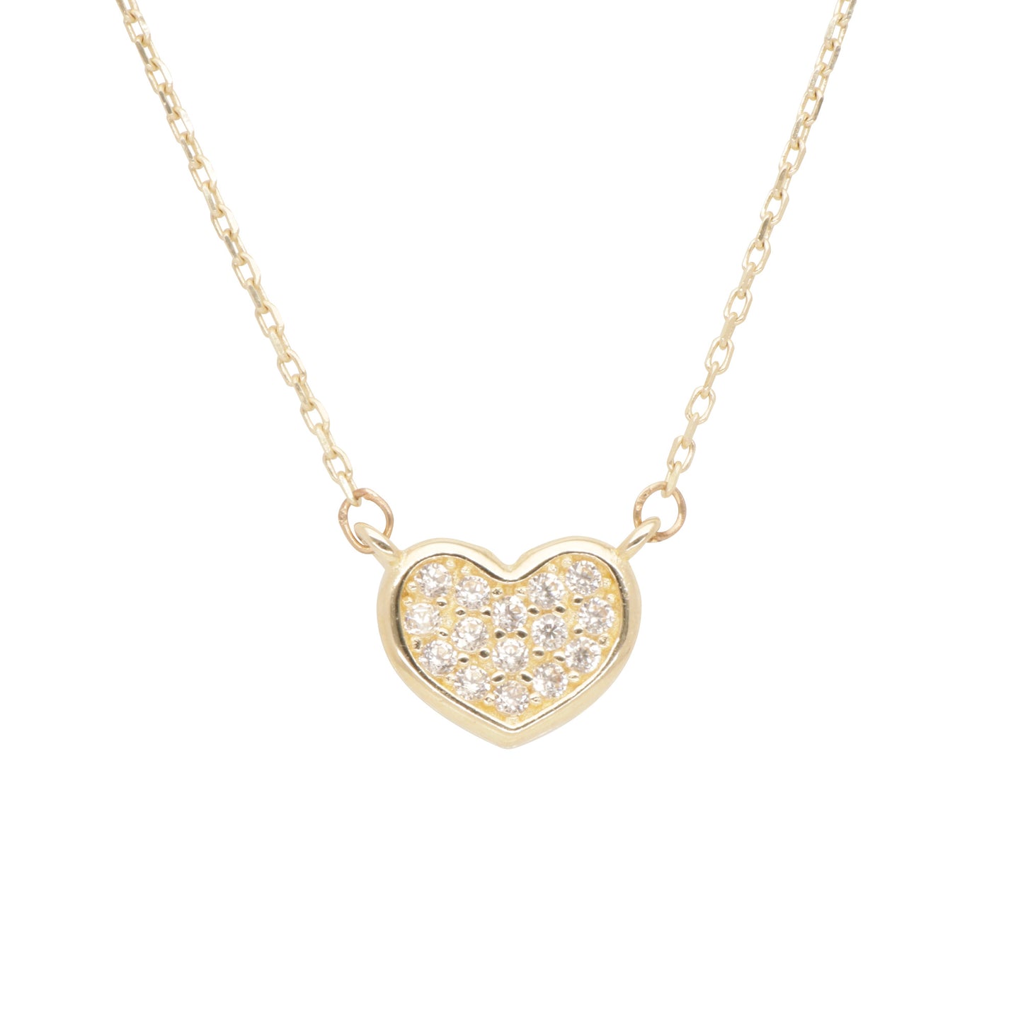 Collar Gargantilla Oro 10K Kilates Diseño Corazón Con Brillantes 45 cm