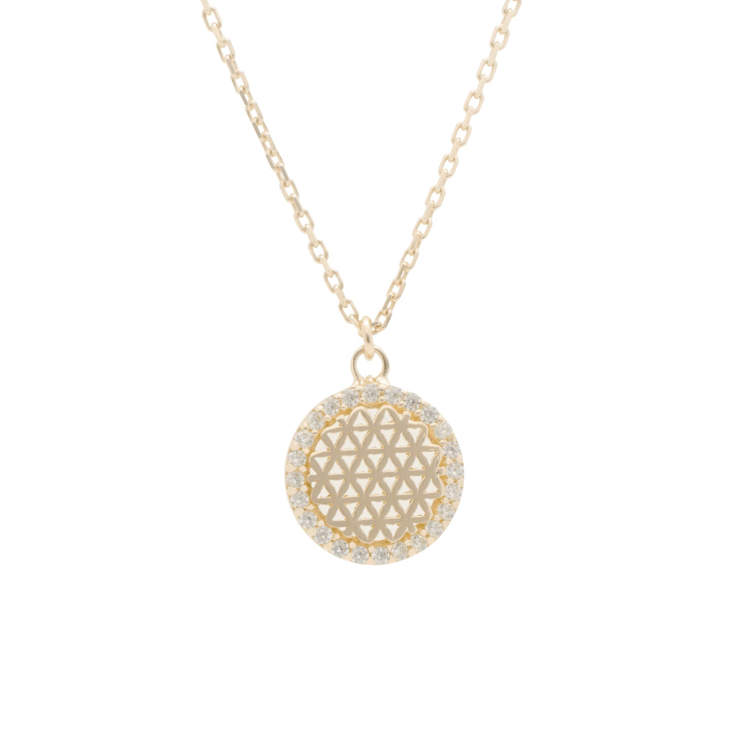 Collar Gargantilla Oro 10K Kilates Diseño Flor De La Vida Mandala