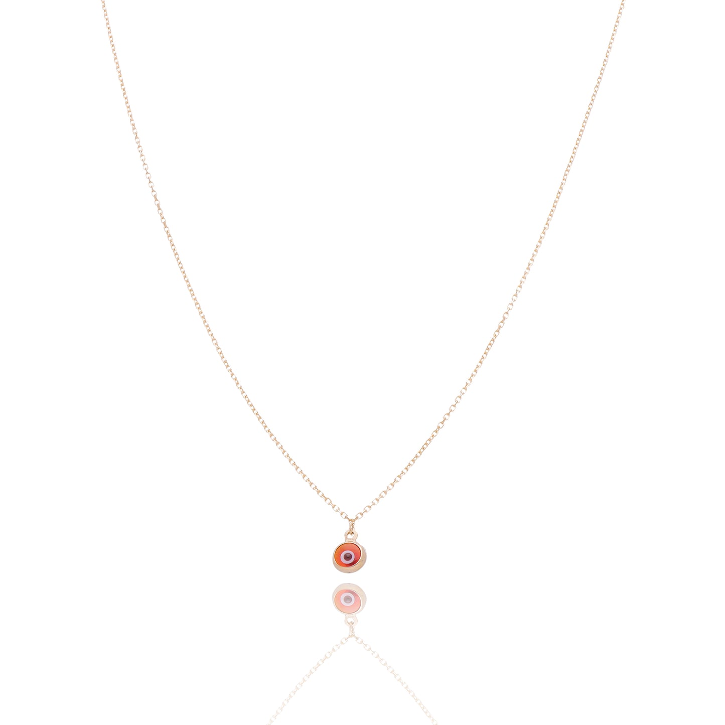 Collar Gargantilla Oro 10K Kilates Diseño Ojo Turco Rojo Sencillo