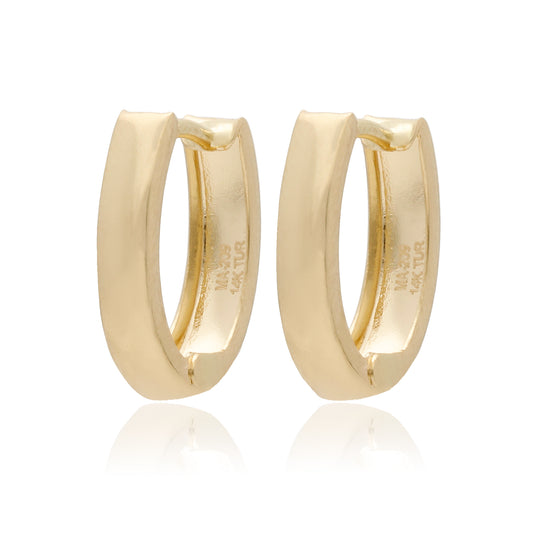 Aretes Arracadas Oro 14 Kilates Pequeñas Oval Lisas