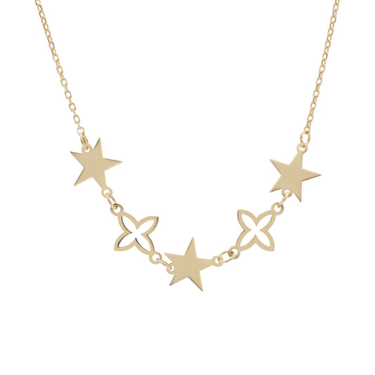 Collar Gargantilla Oro 10K Kilates Diseño Flores de Lujo LV 45 cm