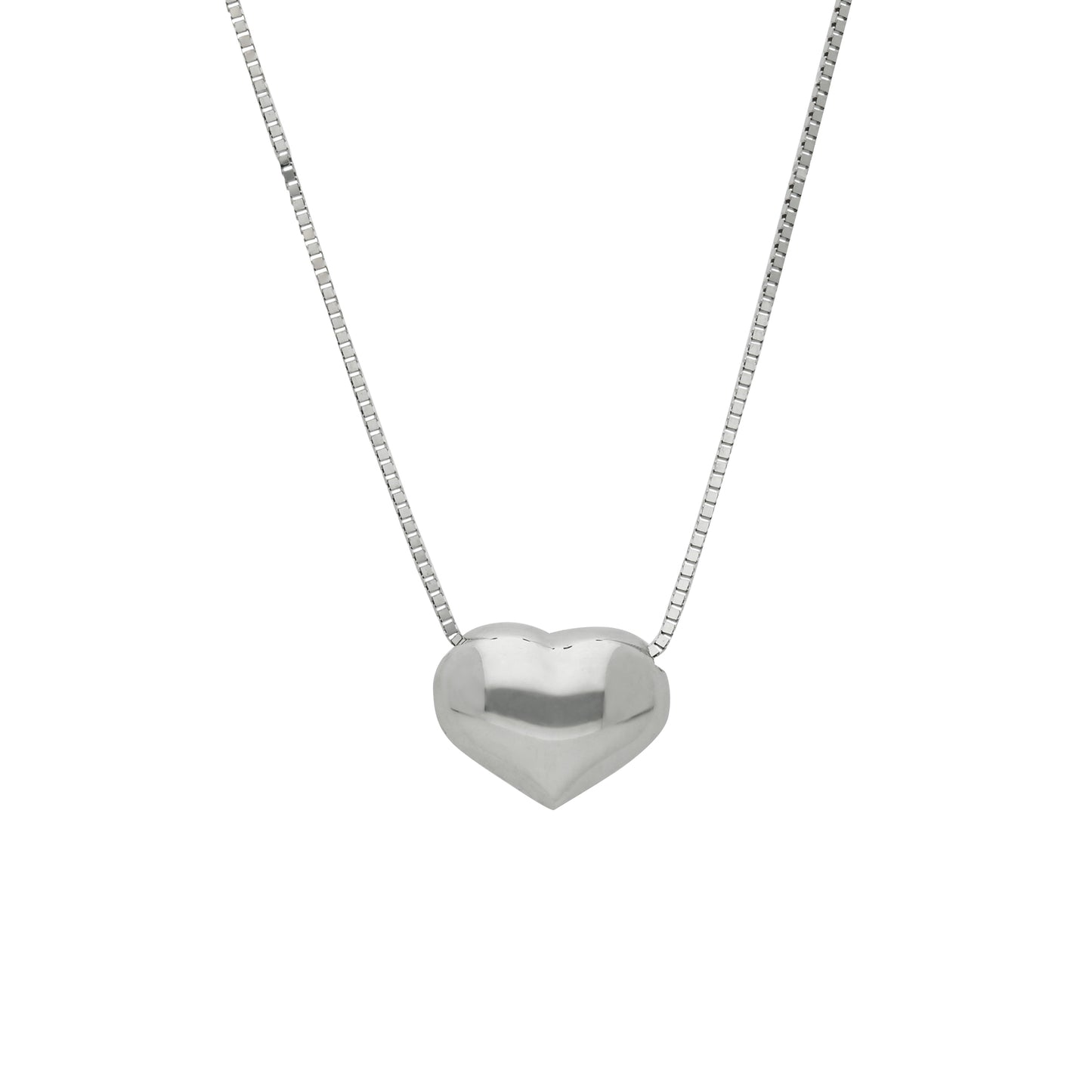 Collar Gargantilla de Oro Blanco 14K Kilates Diseño Corazón Transversal