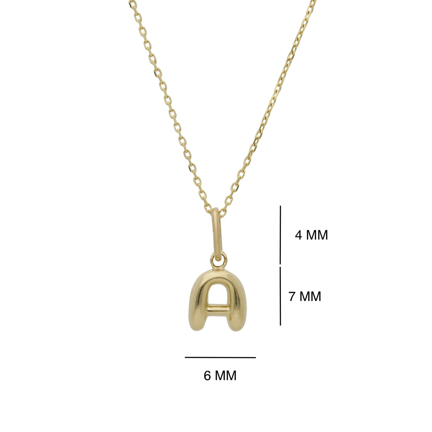 Collar Gargantilla de Oro Florentino 14K Kilates Diseño Letra "A" Pequeña