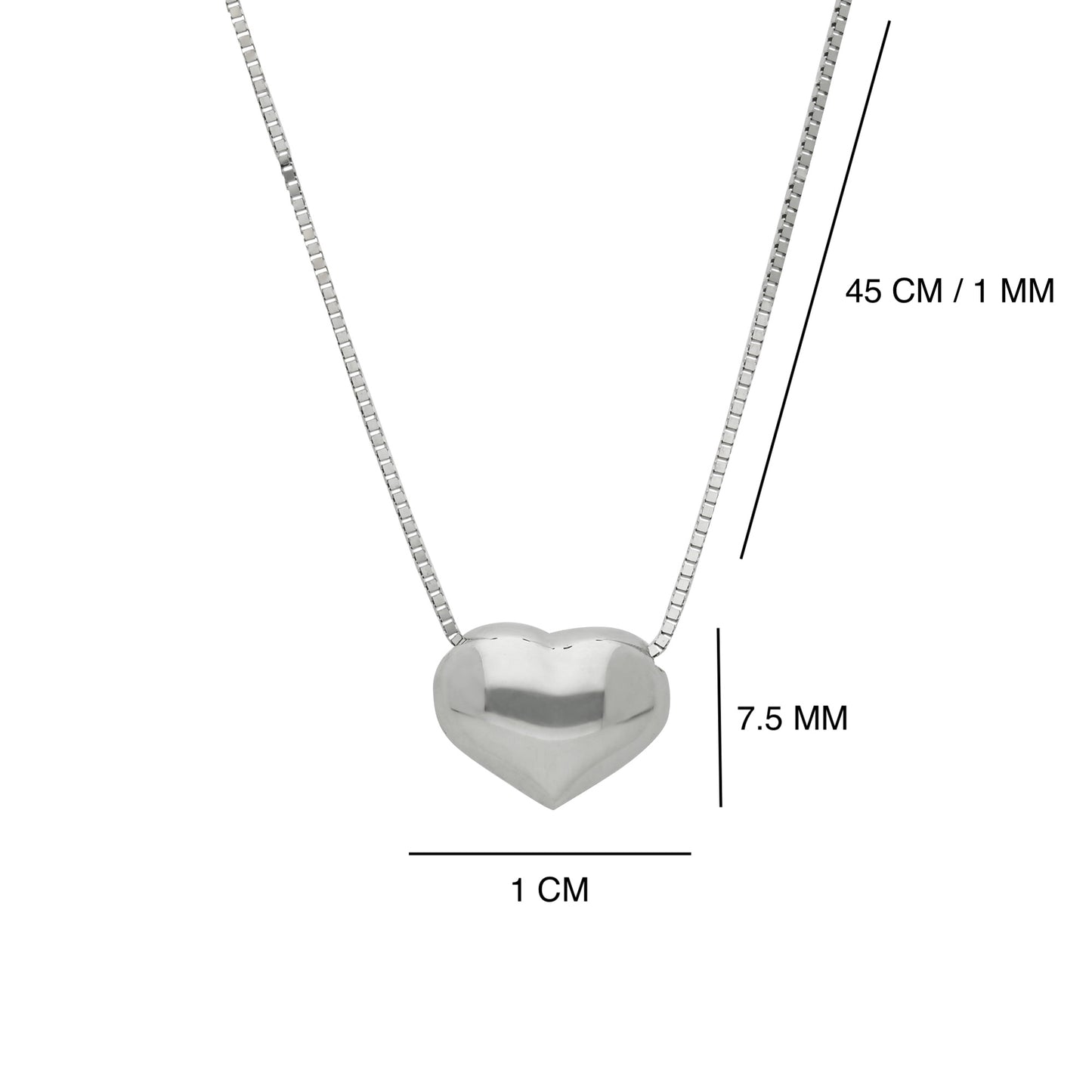 Collar Gargantilla de Oro Blanco 14K Kilates Diseño Corazón Transversal