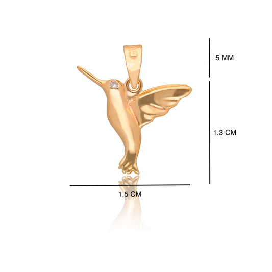DIJE DE ORO SÓLIDO 10K Y 14K DISEÑO COLIBRÍ LISO
