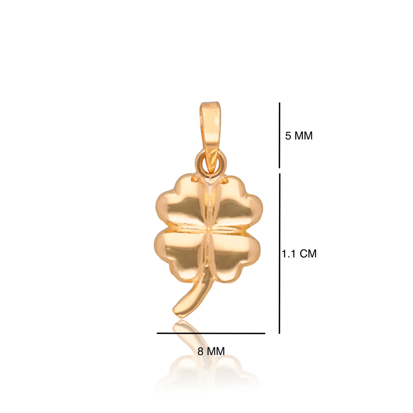 DIJE DE ORO SÓLIDO 10K Y 14K DISEÑO TREBOL LISO SENCILLO