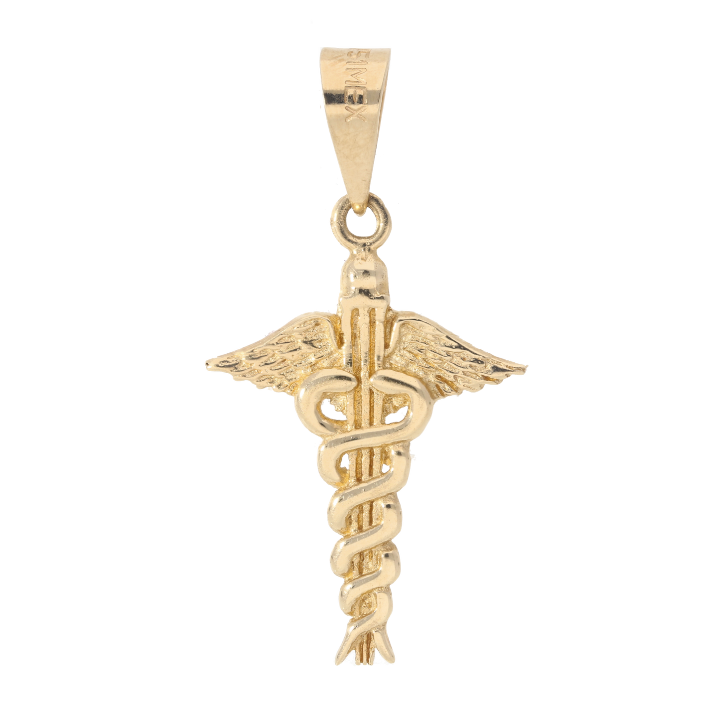 Dije Vara de Esculapio, Simbolo de la medicina Oro 10 Kilates Grande