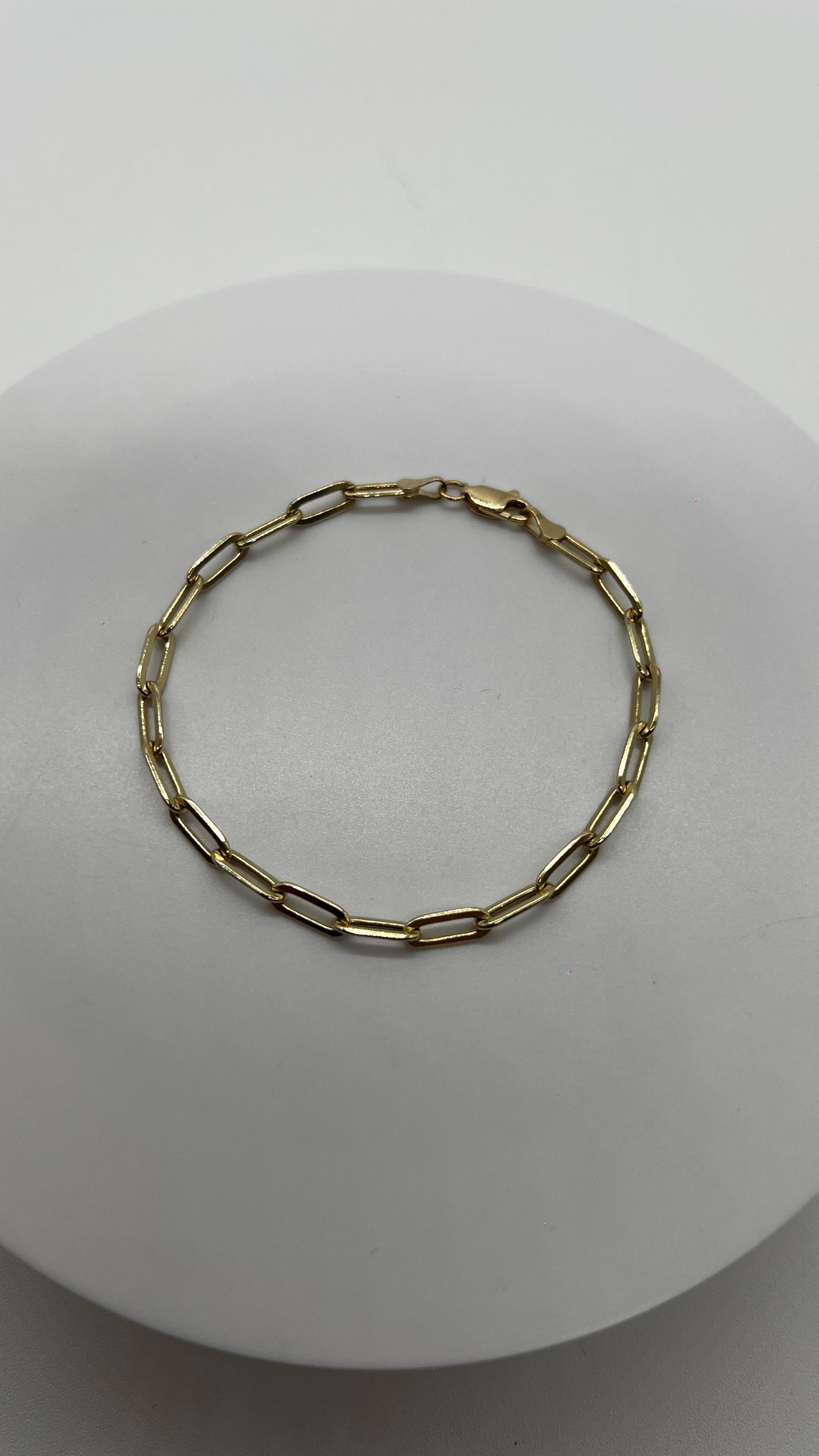 PULSO DE ORO SÓLIDO 10 KILATES TEJIDO CLIPS / INGLÉS 4.5 MM 21 CM