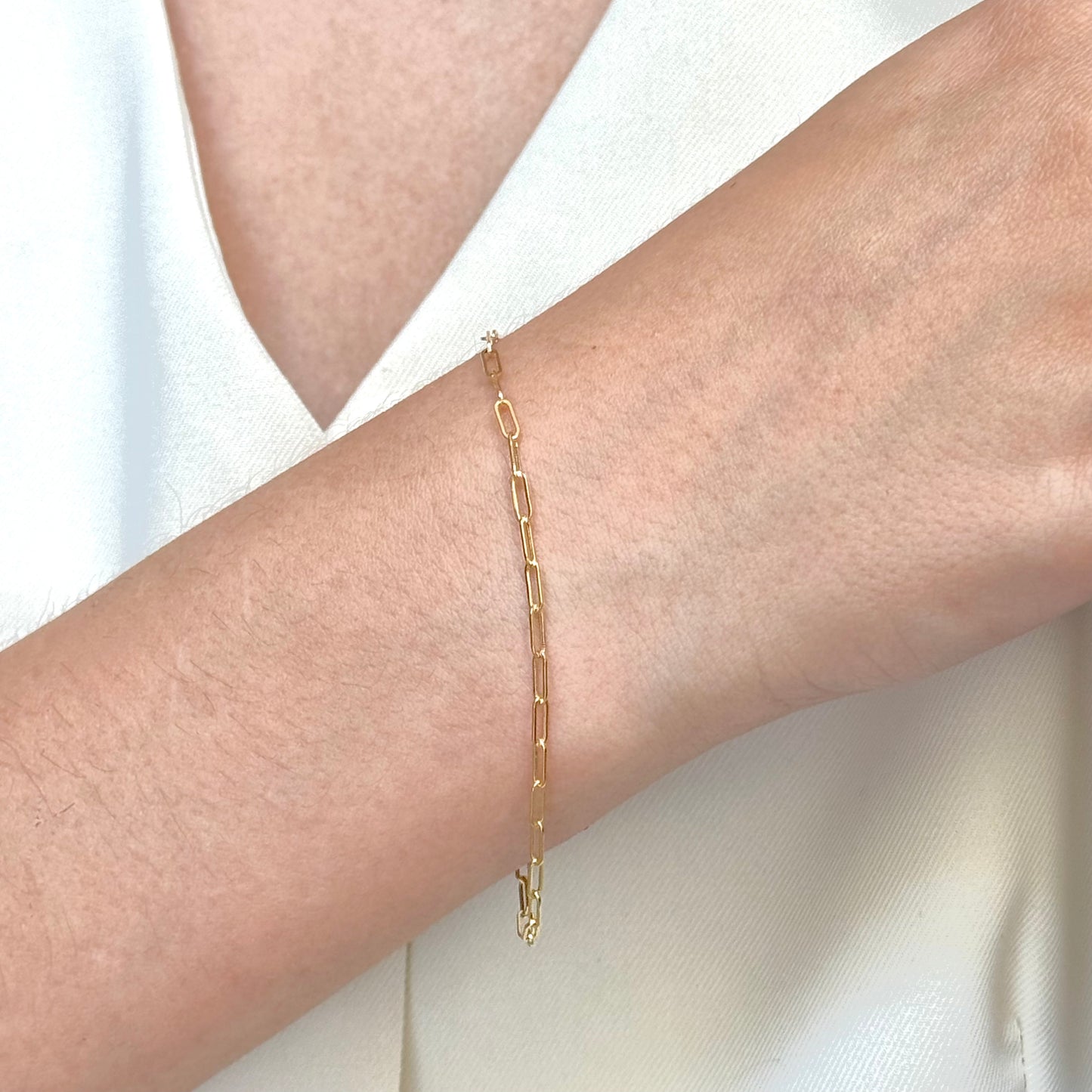 PULSO DE ORO ITALIANO 14K KILATES DISEÑO CLIPS 18 CM 2.2 MM
