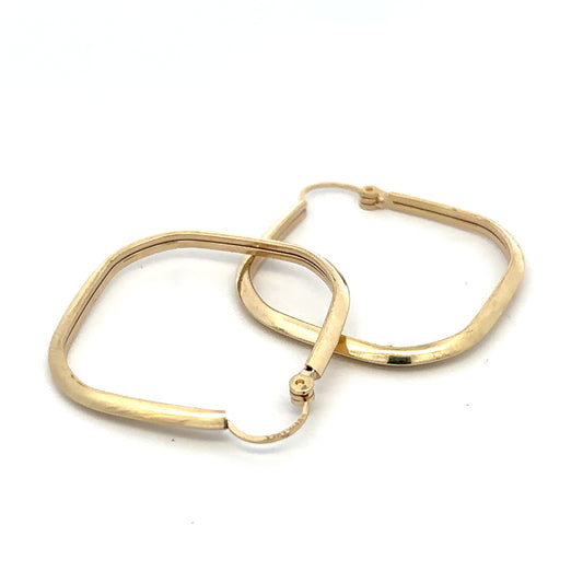 ARETES ARRACADAS DE ORO 10 KILATES CUADRADAS ROMBO 3.3 CM