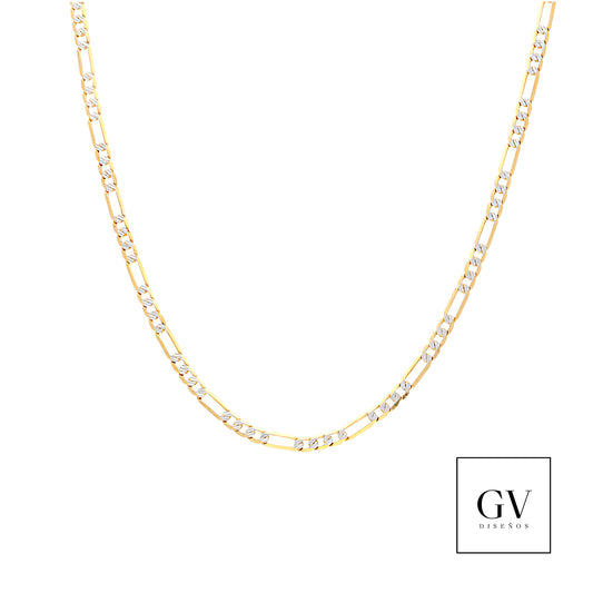 CADENA DE ORO SÓLIDO 14 KILATES DISEÑO FIGARO DIAMANTADO 2.5 MM