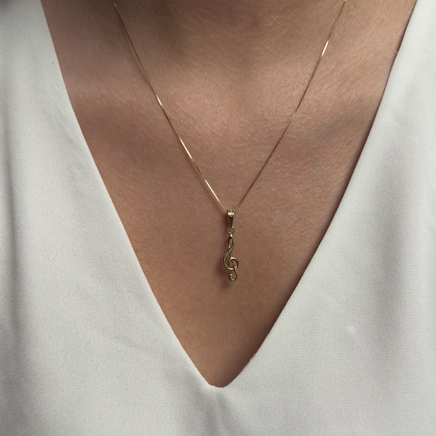 DIJE DE ORO SÓLIDO 10K Y 14K DISEÑO CLAVE DE SOL NOTA MUSICAL