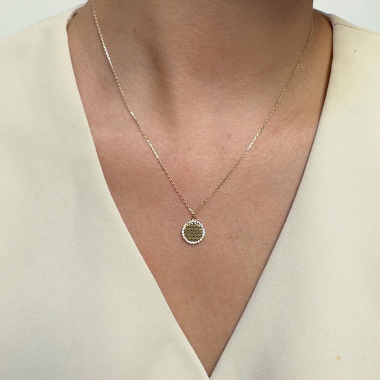 Collar Gargantilla Oro 10K Kilates Diseño Flor De La Vida Mandala