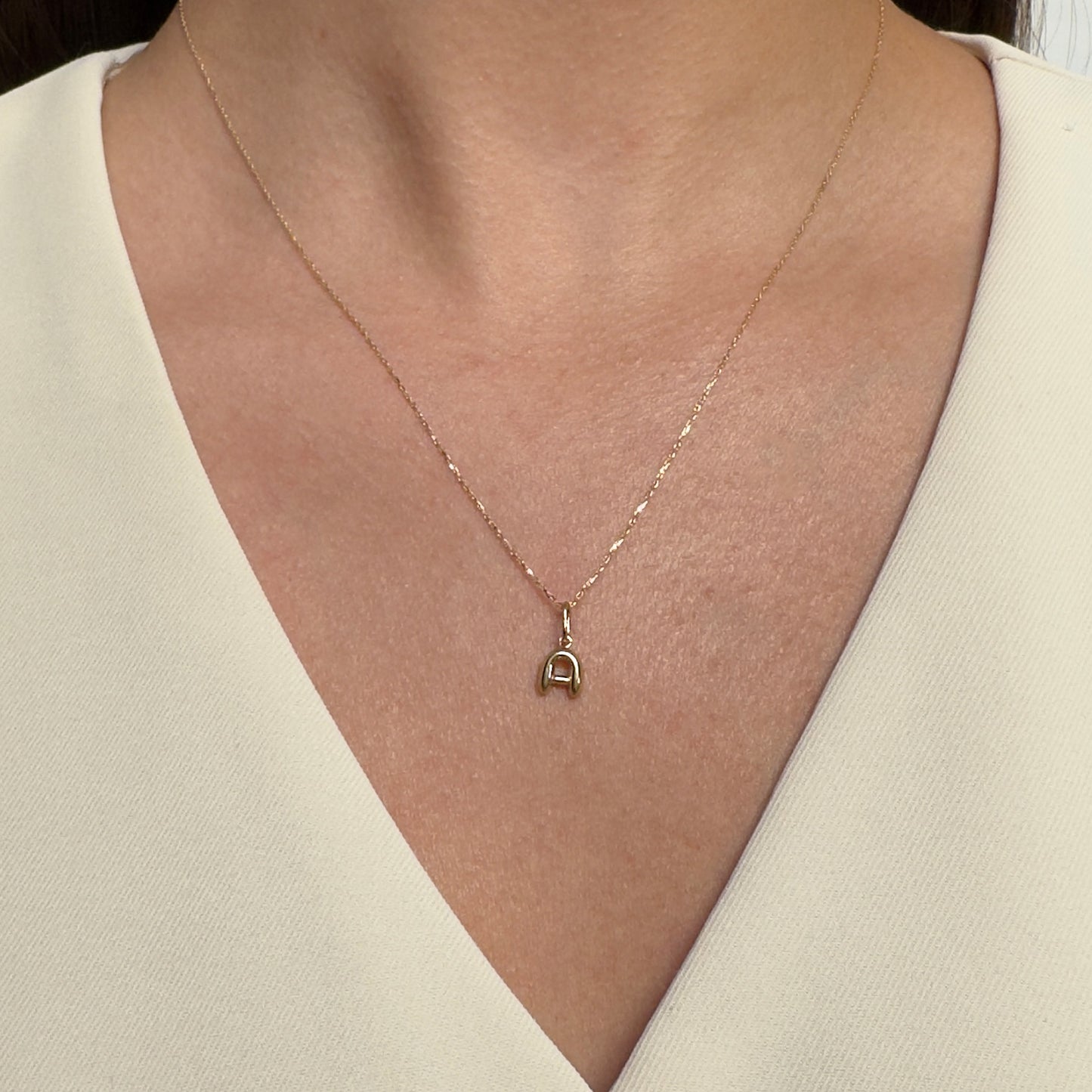 Collar Gargantilla de Oro Florentino 14K Kilates Diseño Letra "A" Pequeña