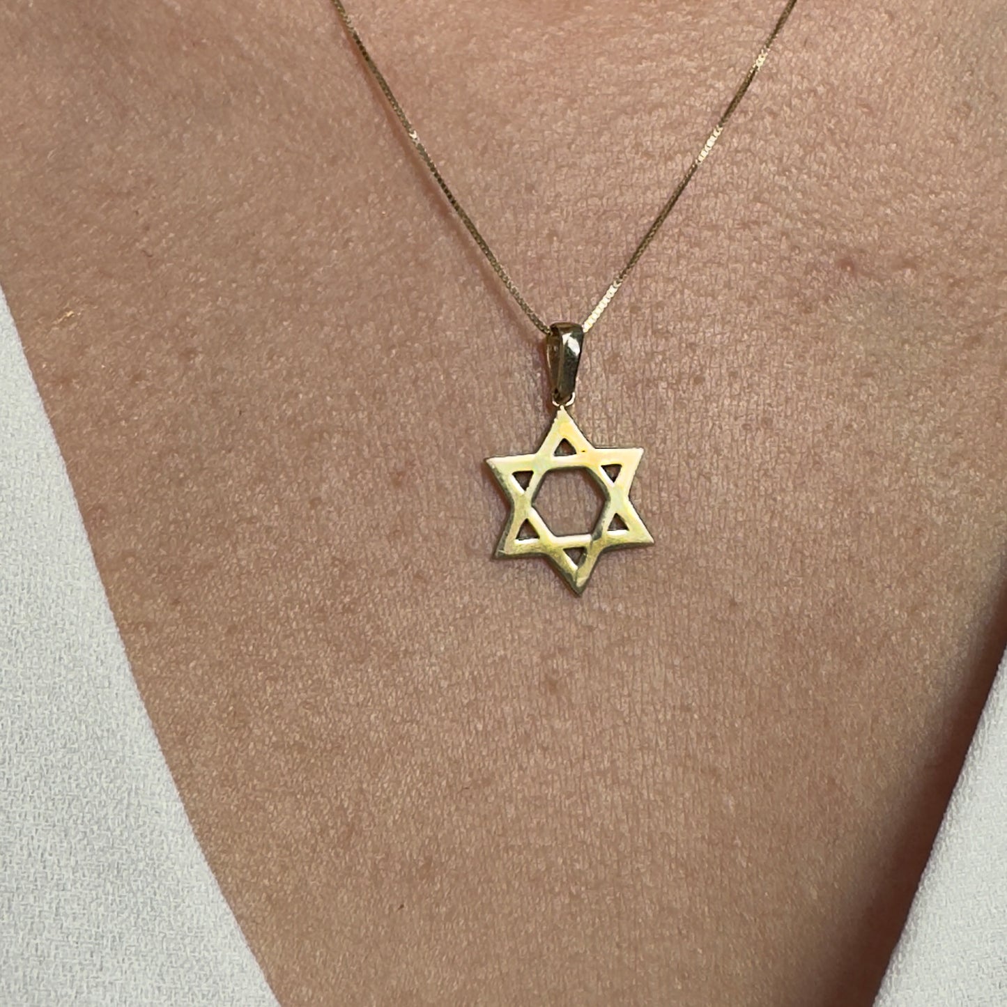 Collar Gargantilla Oro Italiano 14K Kilates Diseño Estrella de David