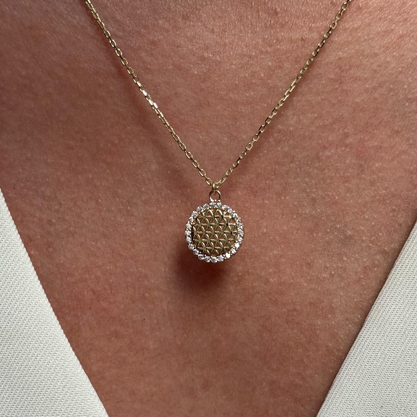 Collar Gargantilla Oro 10K Kilates Diseño Flor De La Vida Mandala