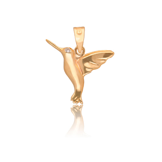 DIJE DE ORO SÓLIDO 10K Y 14K DISEÑO COLIBRÍ LISO