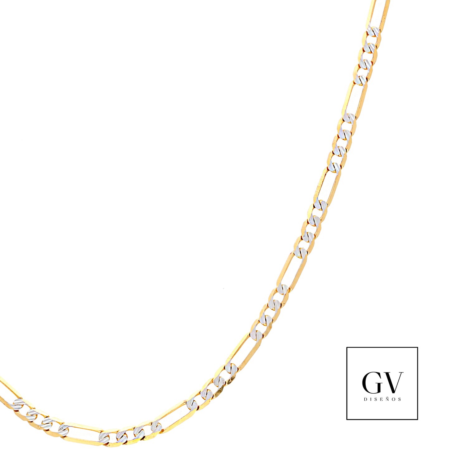 CADENA DE ORO SÓLIDO 14 KILATES DISEÑO FIGARO DIAMANTADO 2.5 MM