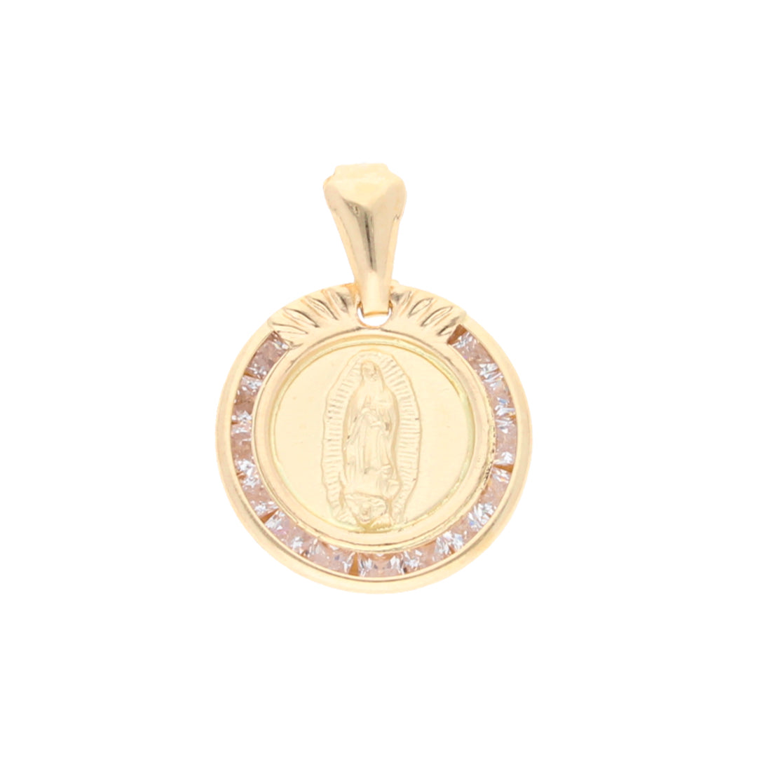 Dije Medalla Virgen de Guadalupe Piedras Oro 14 Kilates